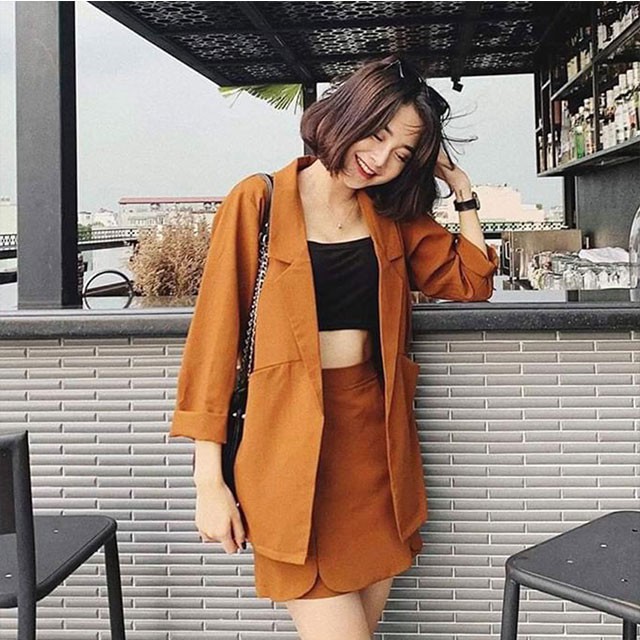 [HÀNG LOẠI 1] Áo vest blazer nữ màu nâu tây một lớp style Korea trẻ trung thanh lịch (Thời trang công sở VIP) (Cam kết h