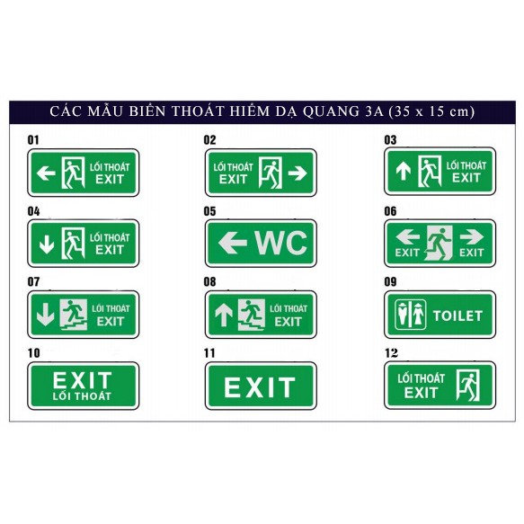 Bảng đèn chỉ dẫn exit thoát hiểm dạ quang khung nhôm Yefie YF-1017 (15 x 35cm)