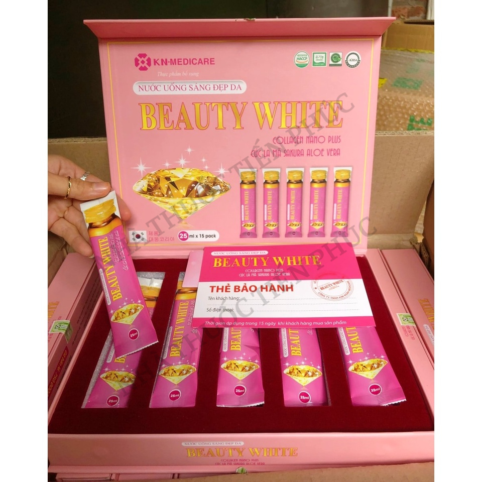 Nước Uống Sáng Đẹp Da BEAUTY WHITE Collagen Nano Plus -Giups da mịn màng trắng sáng Hộp 15 túi x 25ML