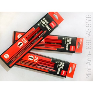 [CHUẨN ] Bút chì mềm 2B/HB  Deli  màu đỏ - đen