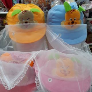 Mũ lưỡi trai có khăn che mặt cho bé