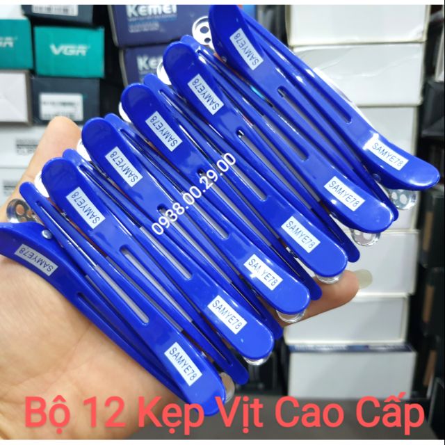 Kẹp Mỏ Vịt Cắt Tóc Chuẩn Salon, Bộ 12 Kẹp Vịt Cao Cấp Bền Đẹp Cho Thợ Tóc.(Ảnh thật)