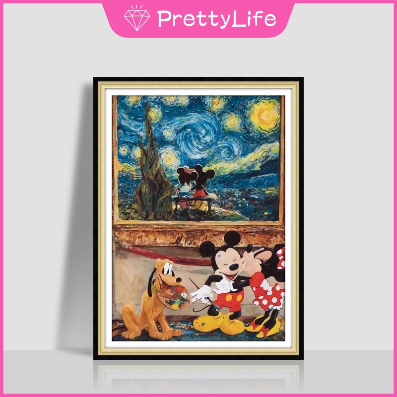 Tranh Đính Đá 5D Tự Làm Hình Chuột Mickey Và Minnie Trang Trí Nhà Cửa 30x40cm