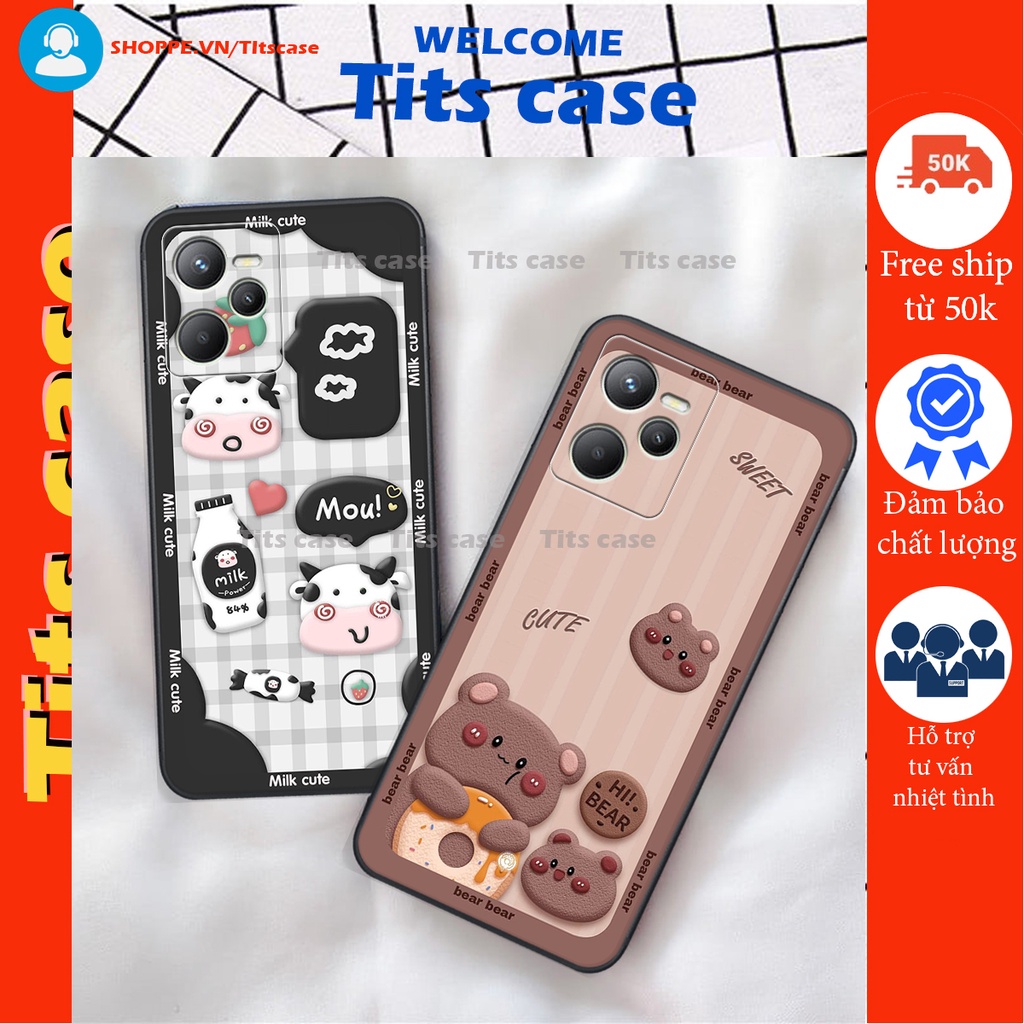 Ốp lưng Realme C35 in hình bò sữa, gấu be@r, cute cực  ĐỈNH -  cực CHẤT-  cực COOL