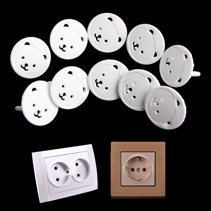 Bộ 10 Nắp Đậy Ổ Cắm Điện 2 Lỗ Bảo Vệ An Toàn Cho Bé