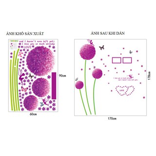 Decal dán tường Hoa cẩm tú cầu tím
