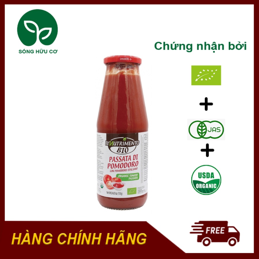 [Tiết Kiệm] Sốt cà chua Ý hữu cơ IL Nutrimento 700g Chai Lớn