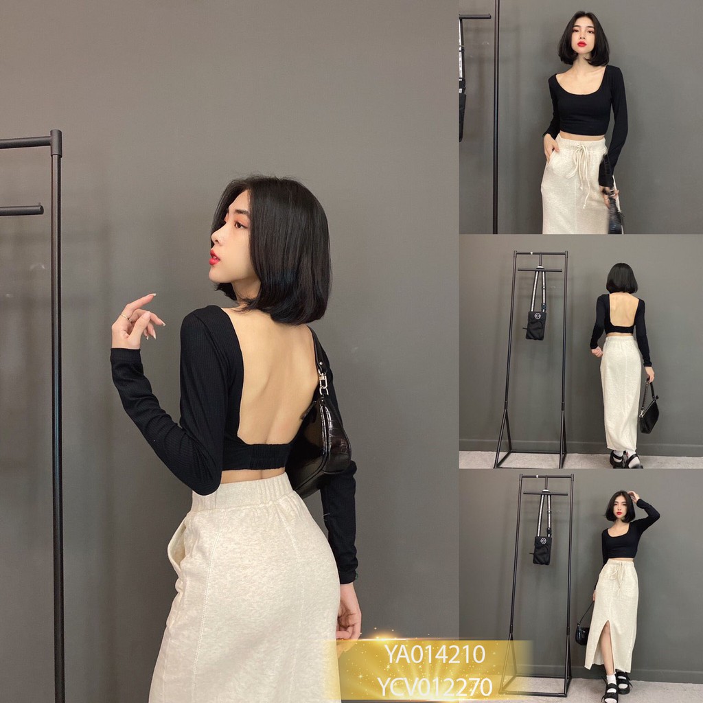 Áo Croptop hở lưng bo thun [CÓ SẴN MÚT NGỰC]