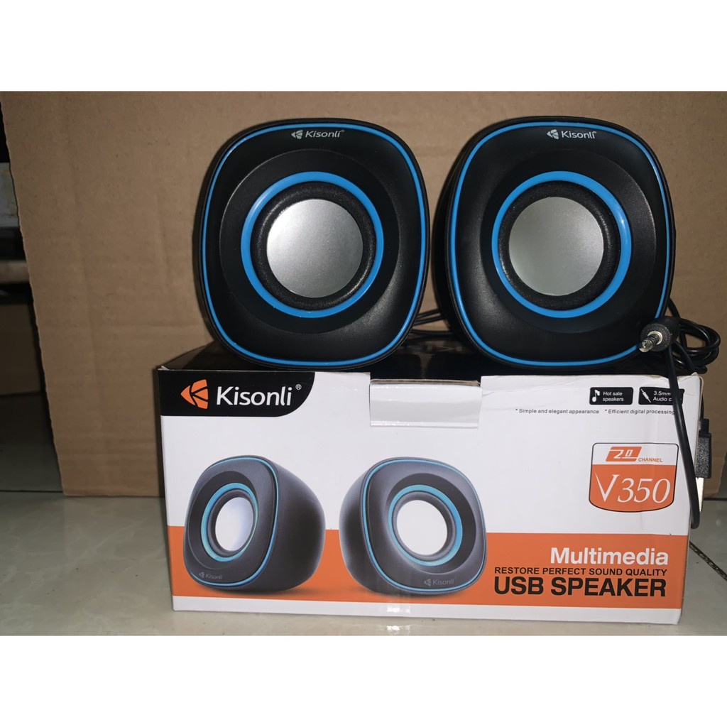 Loa vi tính 2.0 Kisonli V350- Loa 2.0 Mới, Nghe hay -Hàng Chính Hãng, Full Box - Bảo Hành 3 Tháng
