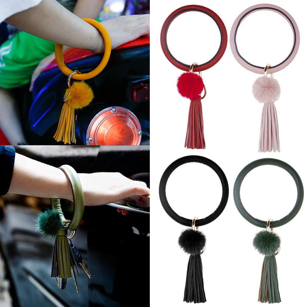 Móc Khóa Tua Rua Màu Cầu Vồng Phong Cách Bohemian