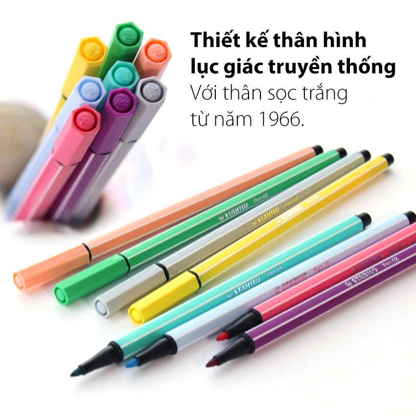 Bút lông màu STABILO Pen 68 1.0mm hộp thiếc 40 cây + Tuyển tập tô màu STABILO Art Theraphy SACB (PN6840MG)