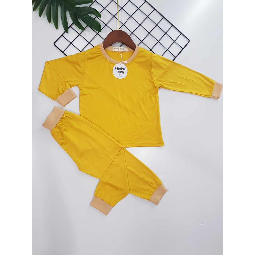 Bộ Dài Tay Cạp Cao Minky Mom Cotton Thun Lạnh Cho Bé (7-19kg)