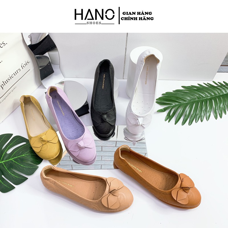 HANO - Giày Bệt Búp Bê mũi tròn da thật cao cấp nơ xinh BB0275