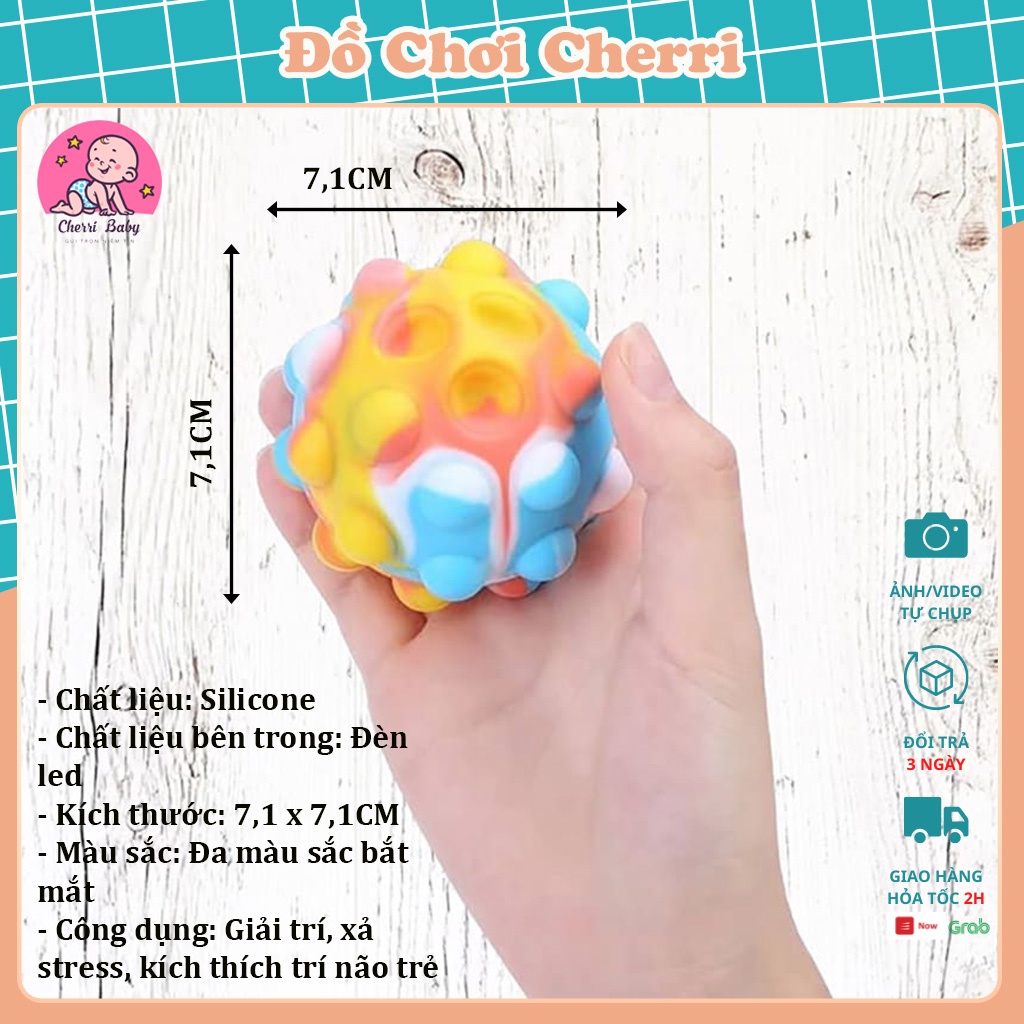 Bóng Pop It Phát Sáng Silicone, Đồ Chơi Trẻ Em Giải Trí Thông Minh Giải Tỏa Áp Lực