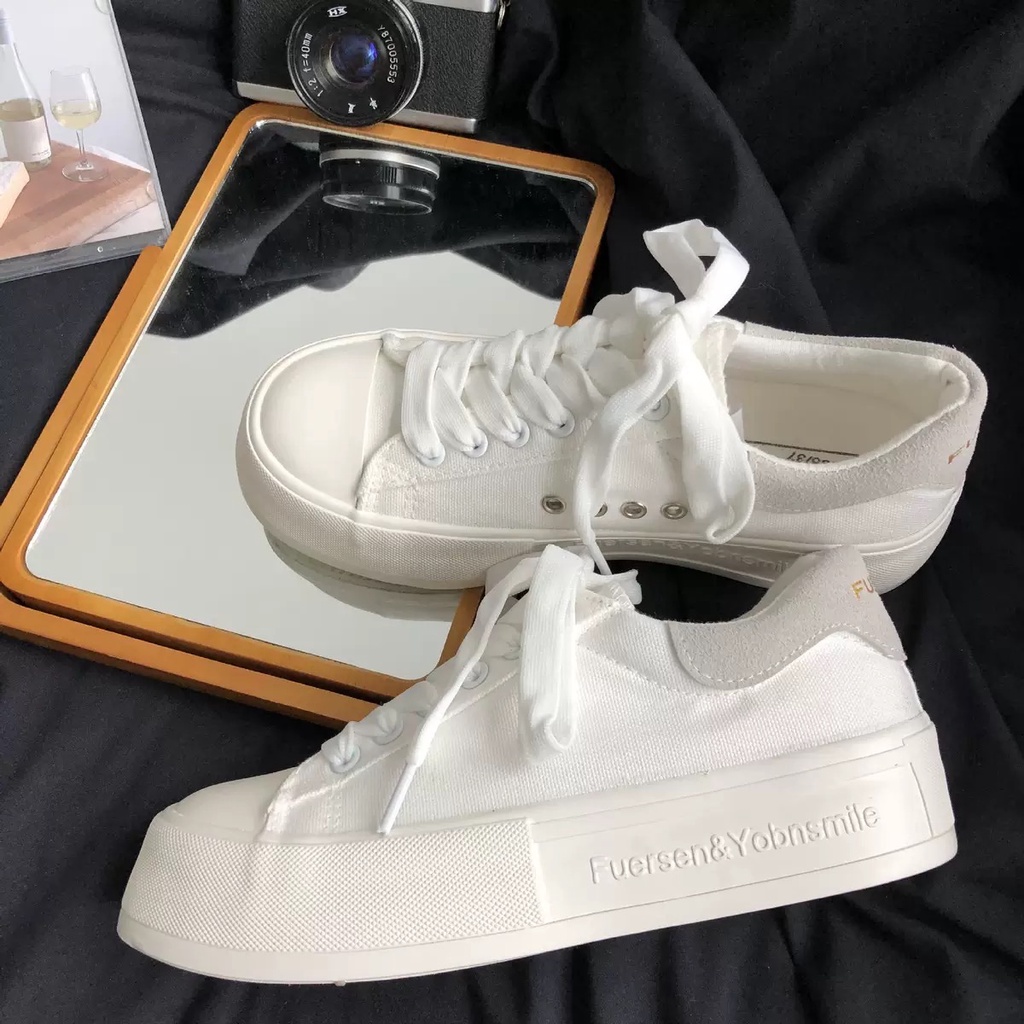 Giày thể thao nữ đế bánh mì, giày sneaker độn đế dáng basic dễ phối đồ