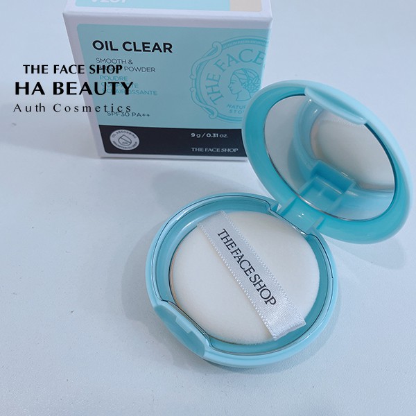 Phấn phủ kiềm dầu siêu mịn cho da hỗn hợp da dầu trang điểm The Face Shop Oil Clear Smooth & Bright Powder 9g | BigBuy360 - bigbuy360.vn