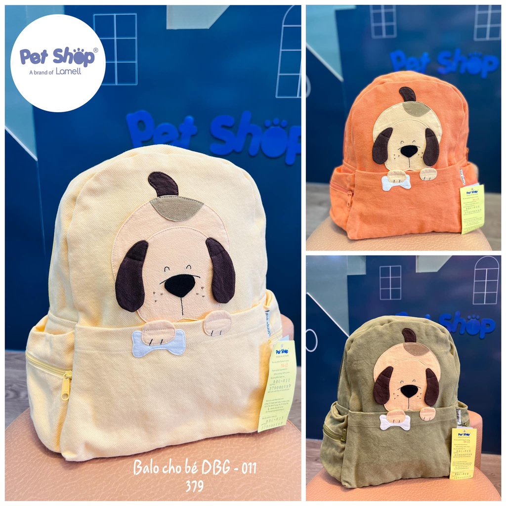 Balo vải cho bé đi học đi chơi cotton cao cấp nhiều ngăn dễ thương Petshop - DBG-011