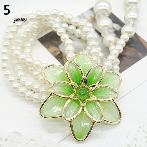 Vòng cổ Dáng Dài Mặt Hoa Đính Ngọc Trai Nhân Tạo Thời Trang