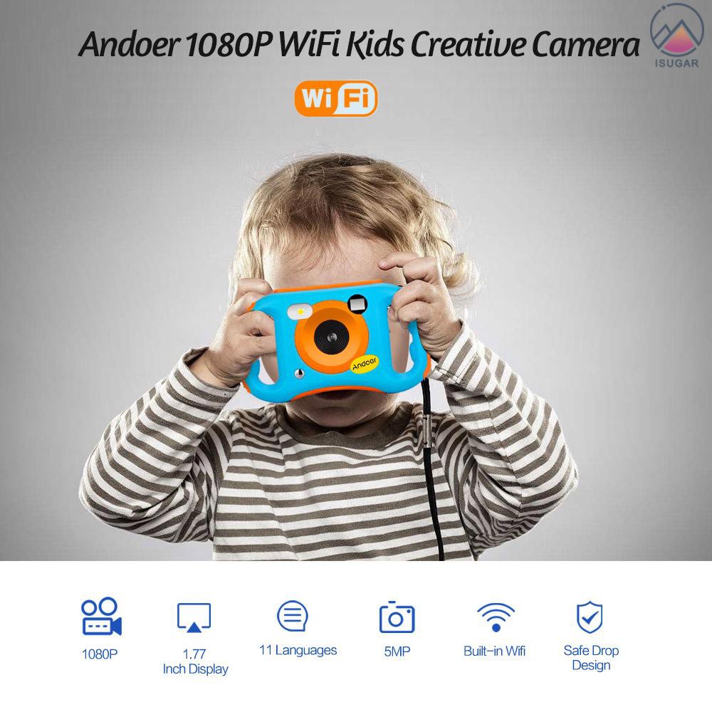 Andoer CDE7 WiFi Kids Creative Camera 5MP 1080P HD Digital Anti-drop Children Camera Mini Video Camc