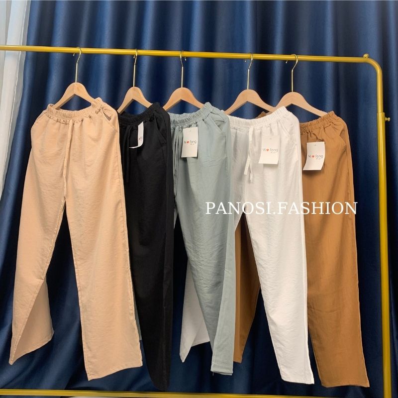 Quần dài nữ ống xuông cạp chun chất đũi mềm mát thoải mái PANOSI - Mã Q329