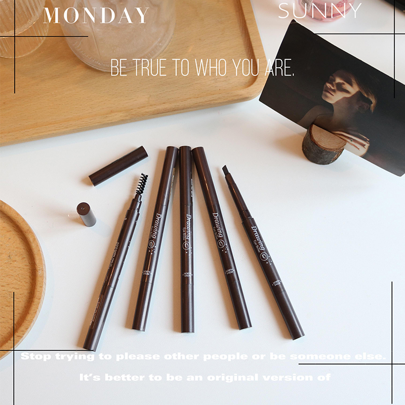 Bút kẻ mày 2 đầu dạng xoay kháng nước chống mồ hôi không nhòe tích hợp cọ tiện lợi | BigBuy360 - bigbuy360.vn