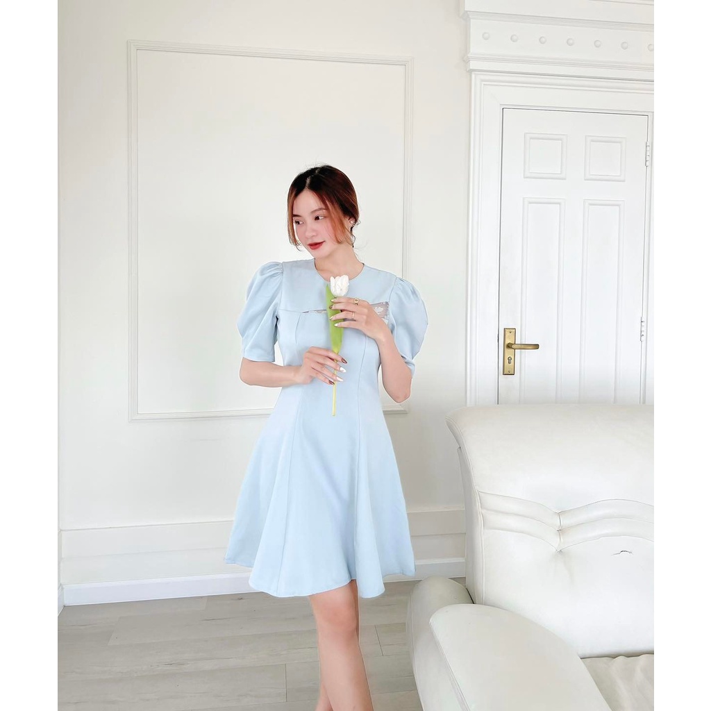 [HÀNG THIẾT KẾ CAO CẤP] Đầm Xòe Khoét Ngực Phối Ren Công Sở / Đi Tiệc Màu Trắng