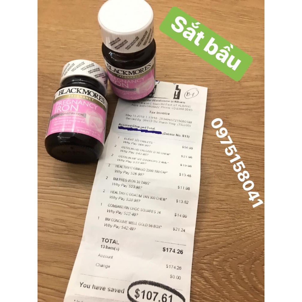 Sắt bầu k táo blackmore Úc ( đủ bill)