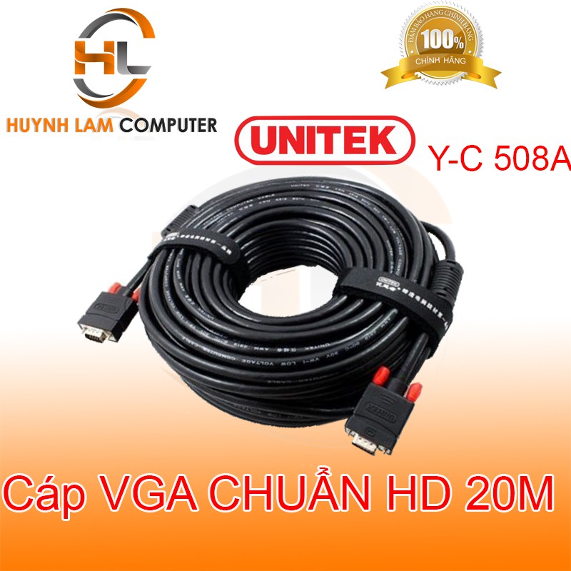 Cáp VGA 20m Unitek Y-C 508A chuẩn HD cho màn hình LCD