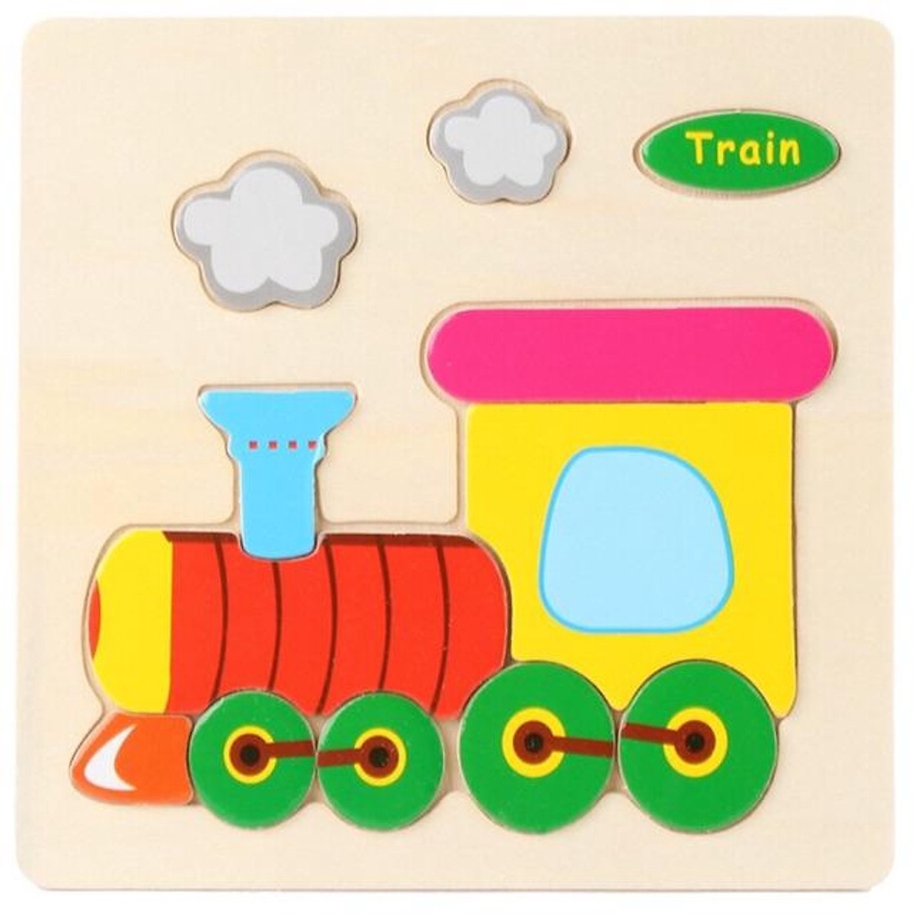 Combo 10 tranh ghép hình 3d bằng gỗ nổi Sankid cho bé tập làm quen với ghép hình