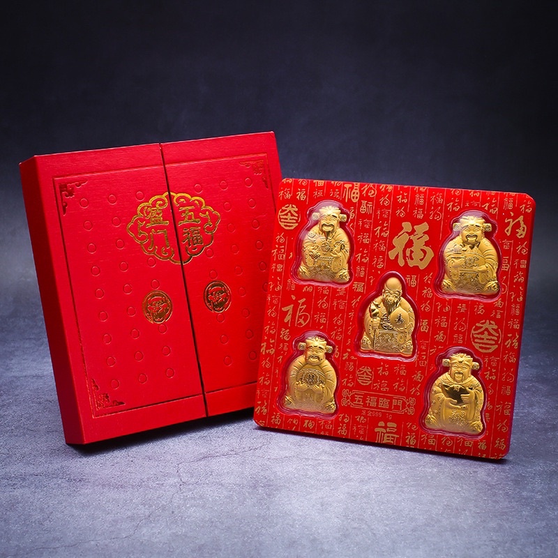 ⚡LOẠI 1⚡Bộ Thần Tài Ngũ Phúc Lâm Môn Mạ Vàng 24k Cấp, Quà Tết Sang Trọng Và Đẳng Cấp