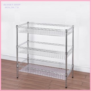 RE0602.1 Kệ inox 3 tầng 80x50x30cm - Kệ chén inox 3 tầng cao 80cm - Kệ để đồ nhà bếp
