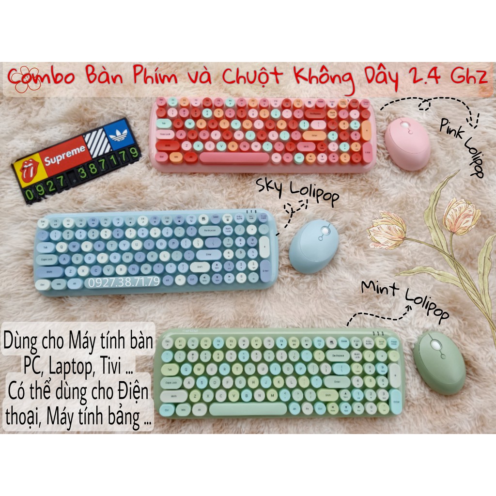 BỘ COMBO BÀN PHÍM GIẢ CƠ VÀ CHUỘT KHÔNG DÂY MOFII CANDY XR và MOFII CANDY S - Tặng kèm Sticker hình dán và cọ phủi bụi