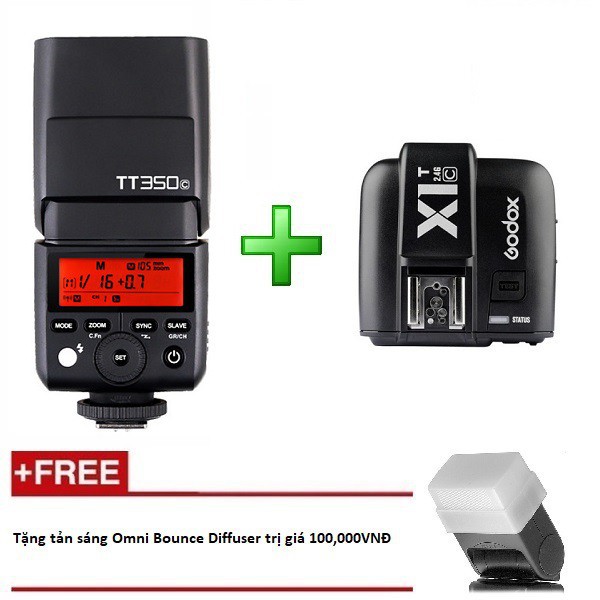 Đèn Flash Godox TT350 C Cho Canon kèm Trigger Godox X1 tích hợp TTL, HSS 1/8000s - Tặng tản sáng Omni bouce