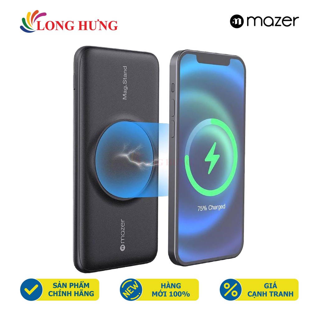 Sạc dự phòng từ tính không dây Mazer Infinite.Boost MagStand 10000mAh PD22.5W QC3.0 M-EGAIR10ST - Hàng chính hãng