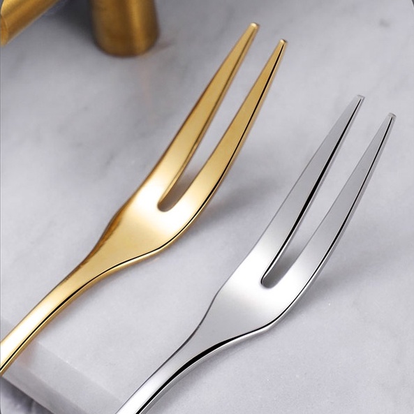 🍉Dĩa Inox Cao Cấp Mạ Vàng/ Mạ Bạc 13cm - Dĩa Ăn Trái Cây Loại Đẹp DUASHOP.