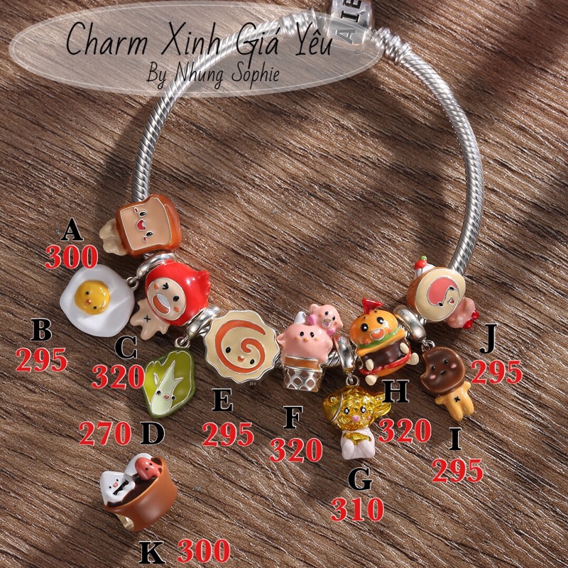Charm ẩm thực Nhật Bản bằng bạc 925 nhungsophie
