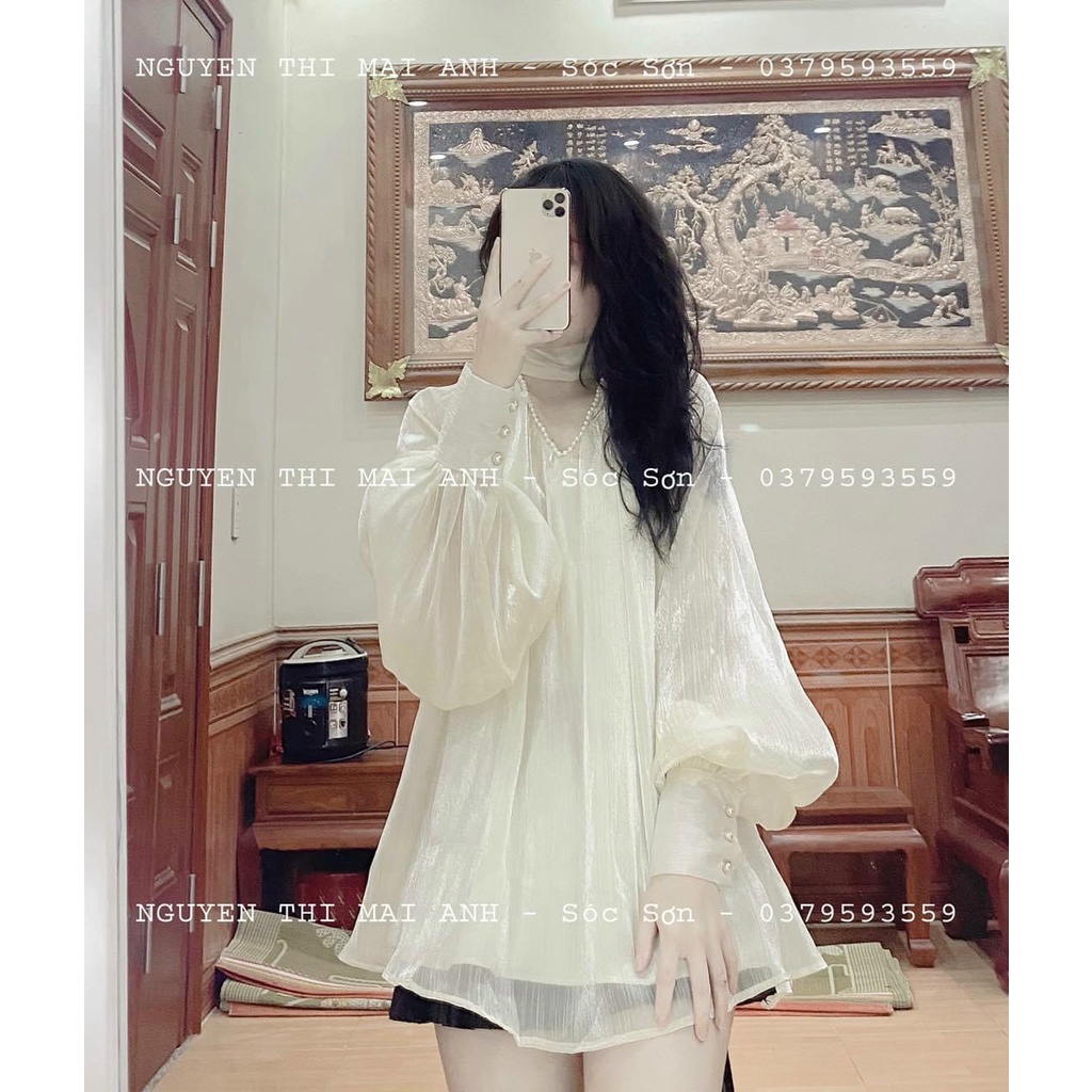 áo babydoll tay bồng tiểu thư dấu quần kaca