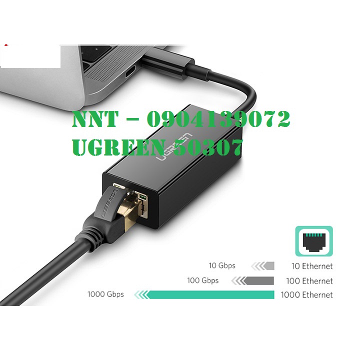 Cáp chuyển đổi USB Type-C to Lan 10/100/1000Mbps chính hãng Ugreen 50307 cao cấp