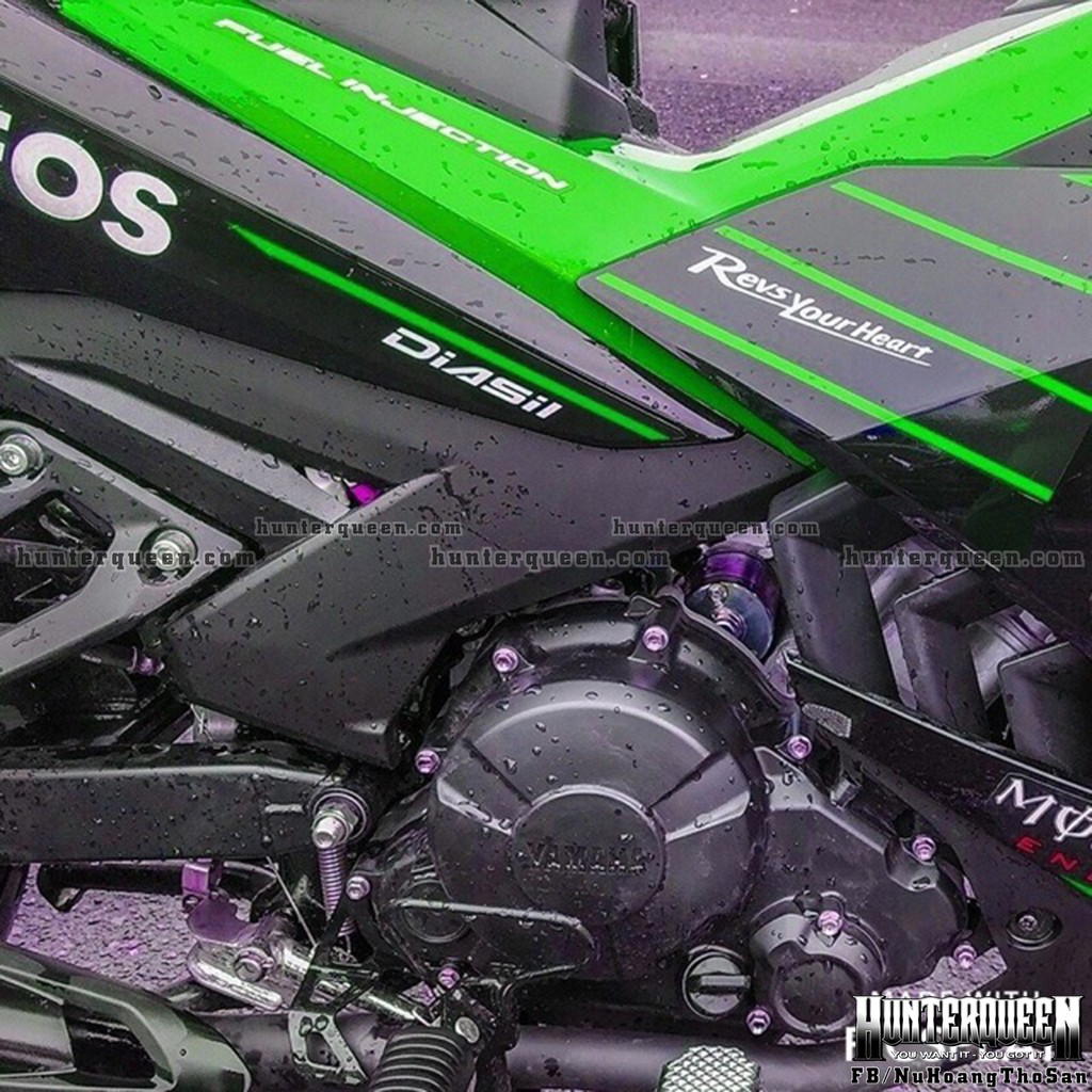 Tem xe Exciter 150 Monster, dán xe đen, tem xanh lá