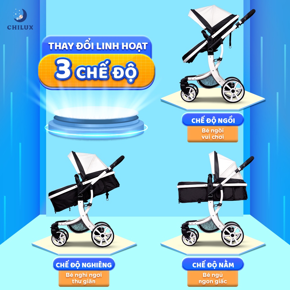 [Mã MKBCHI5 giảm 10% đơn 600K] Xe đẩy nôi cho bé cao cấp Chilux S1.9 - Đa năng tiện lợi cho bé sử dụng - Bảo hành 3 năm