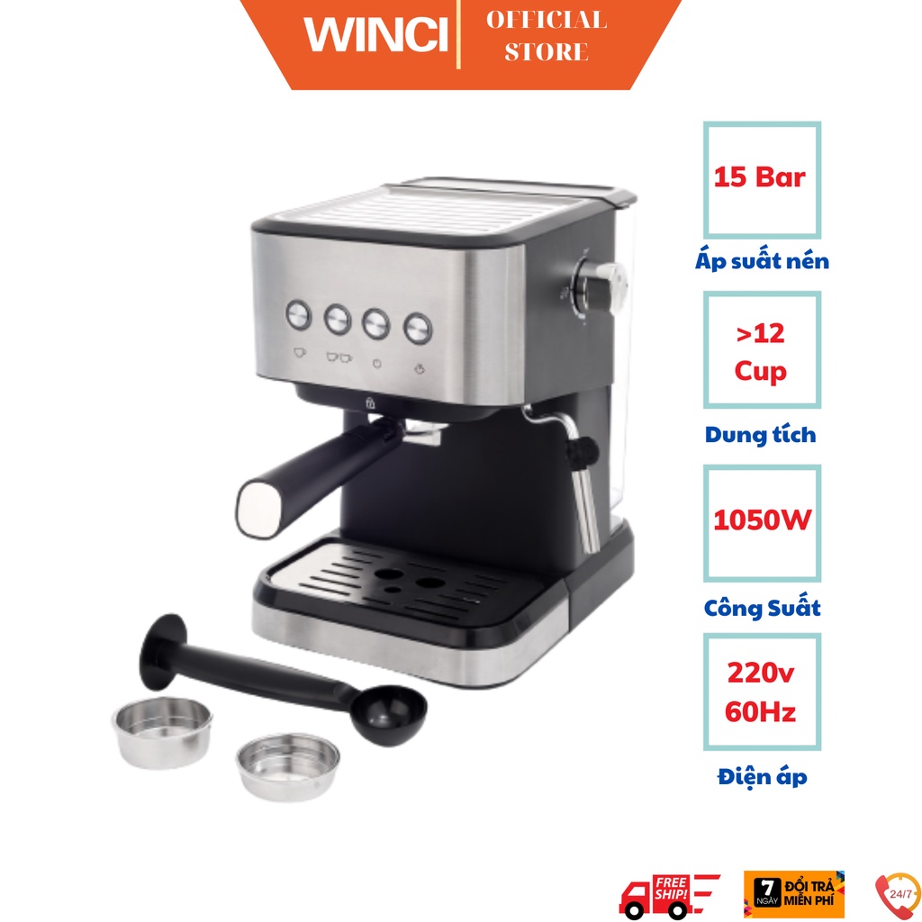 [Mã BMBAU300 giảm 10% đơn 499K] Máy pha cafe tự động Espresso, cafe sữa, cafe bọt Winci WCHCYS230.