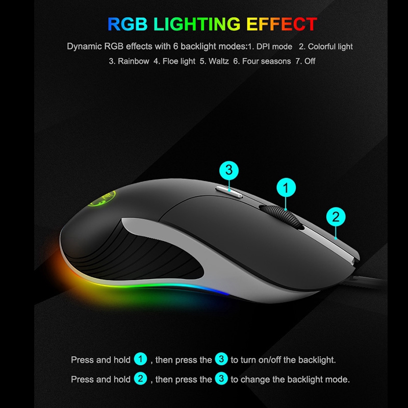 Chơi Game Bằng Chuột IMICE X6 Eating Chicken Glow LED Colorful RGB Light Mice Home 6-Key Wired Chuột Máy Tính