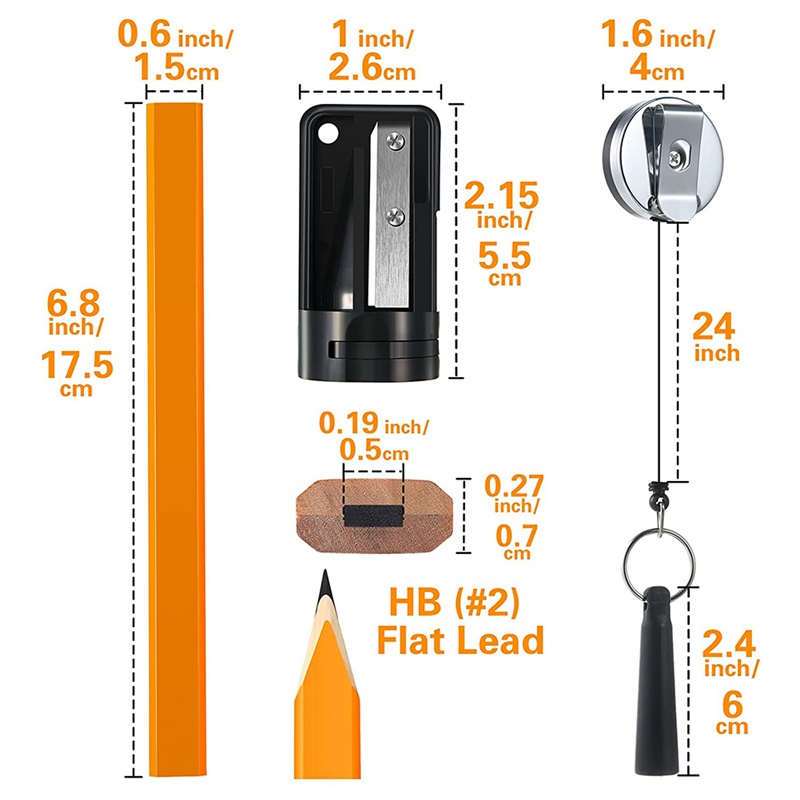 Set 12 Bút Chì Đánh Dấu Hình Bát Giác 7 Inches HB Kèm Đồ Chuốt Bút Chì Và Giá Đỡ