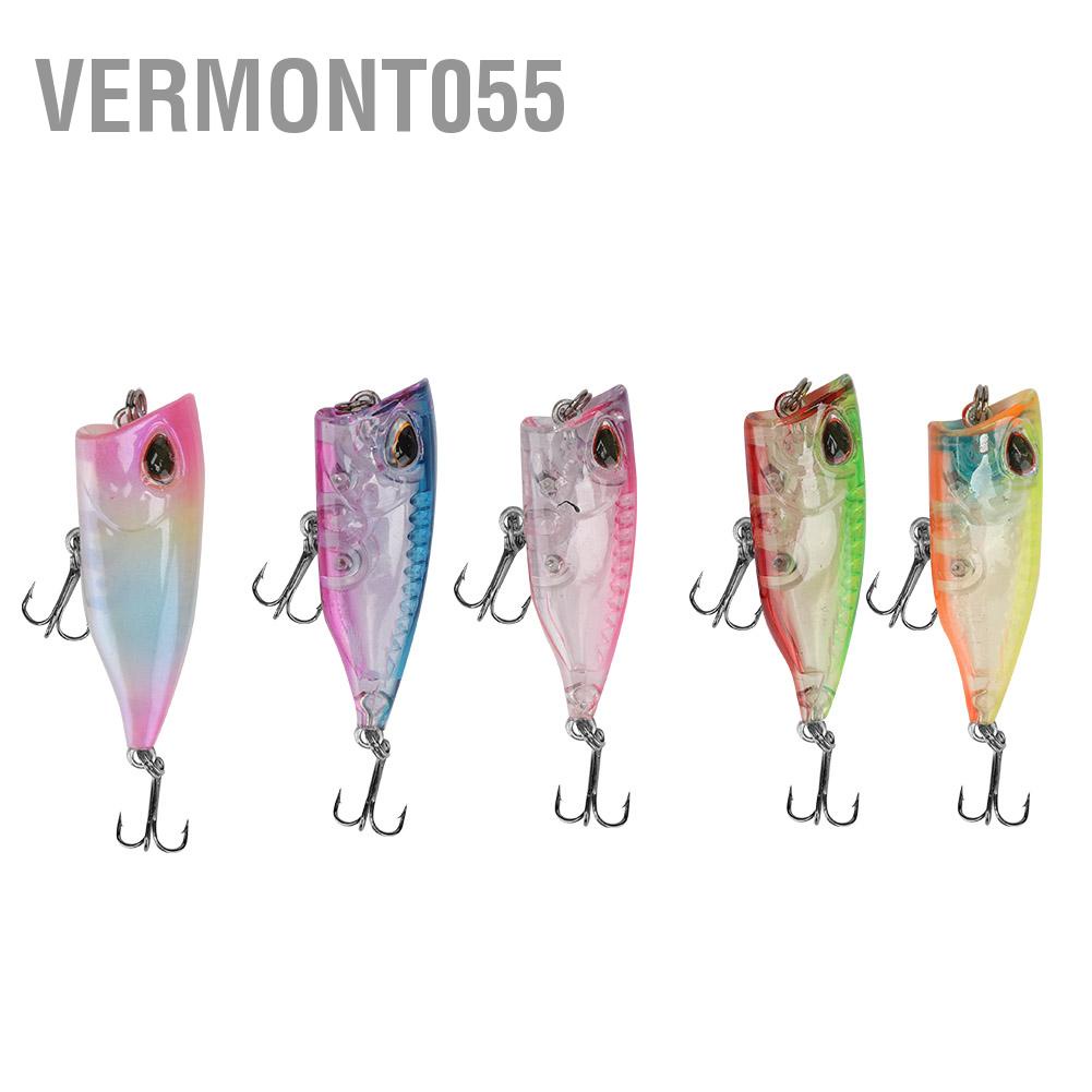 Vermont055 5PCS Plastic Mini Popper Floating Artificial Bait Fishing Lures Fish Tackle Accessory