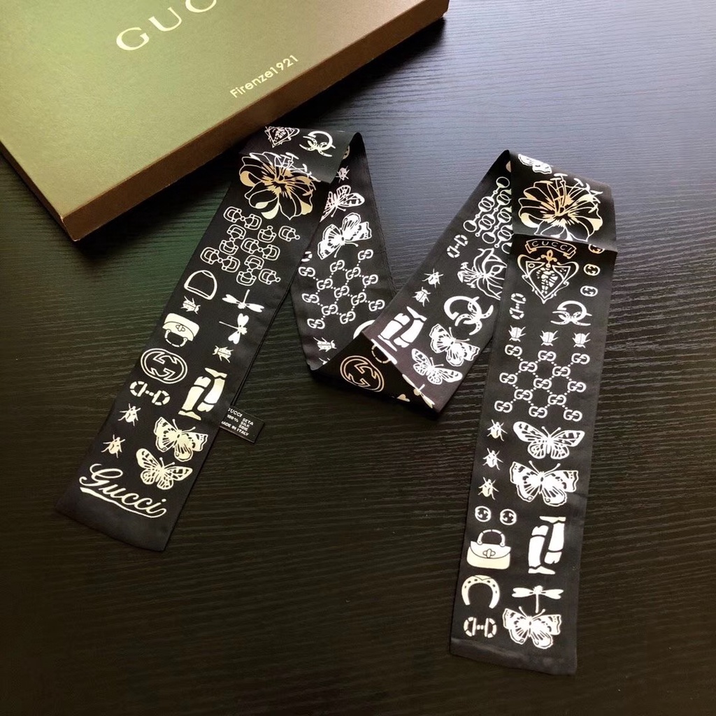 Khăn Quàng Cổ / Túi Xách Vải Lụa Ruy Băng Thiết Kế Thời Trang Cho Nữ Màu Xám Đen