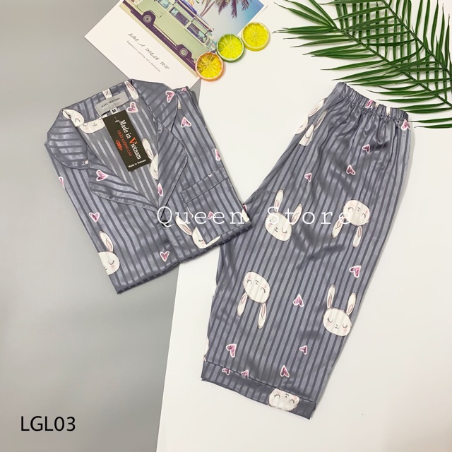 Bộ Đồ Ngủ Pijama Lụa Gấm Cao Cấp Tay Ngắn Quần Lửng 🔥FREESHIP🔥[ Ảnh chụp thật ] | BigBuy360 - bigbuy360.vn