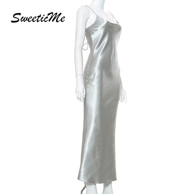 Đầm Hai Dây Vải Satin Thiết Kế Mới Thời Trang Dành Cho Nữ 2022