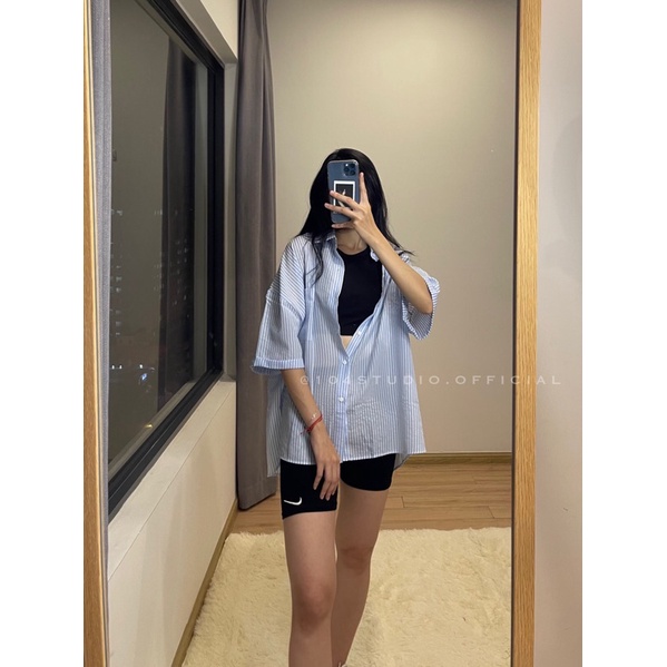Áo sơ mi ngắn tay sọc mã 111