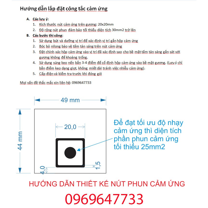Công tắc cảm ứng gương phòng tắm v512P DIMMER - Mirror touch switch