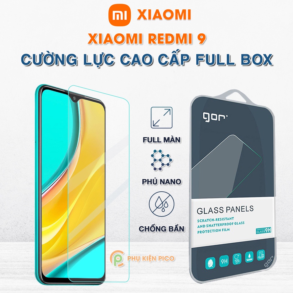 Kính cường lực Xiaomi Redmi 9 full màn hình chính hãng Gor dùng chung với mọi loại ốp lưng - Dán màn hình Xiaomi Redmi 9